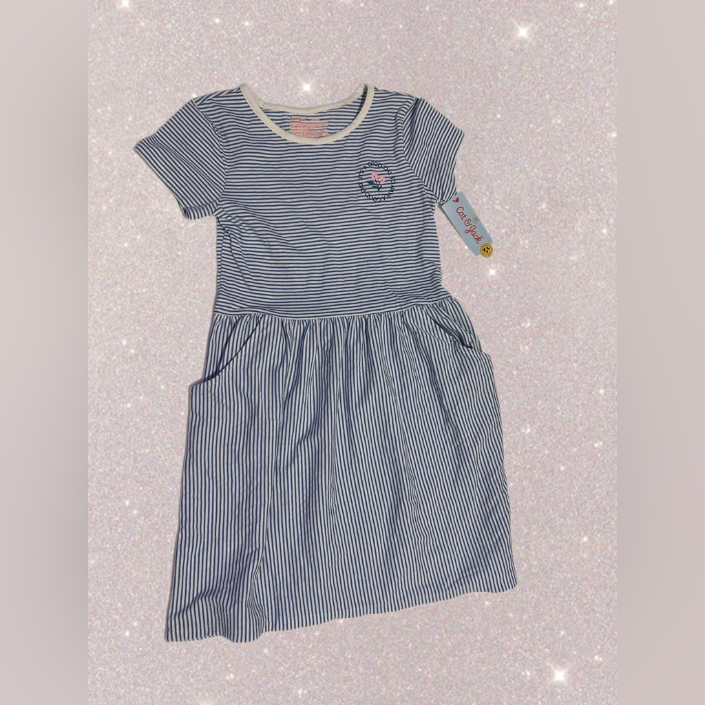 Cat & Jack Blue Striped Casual Dress